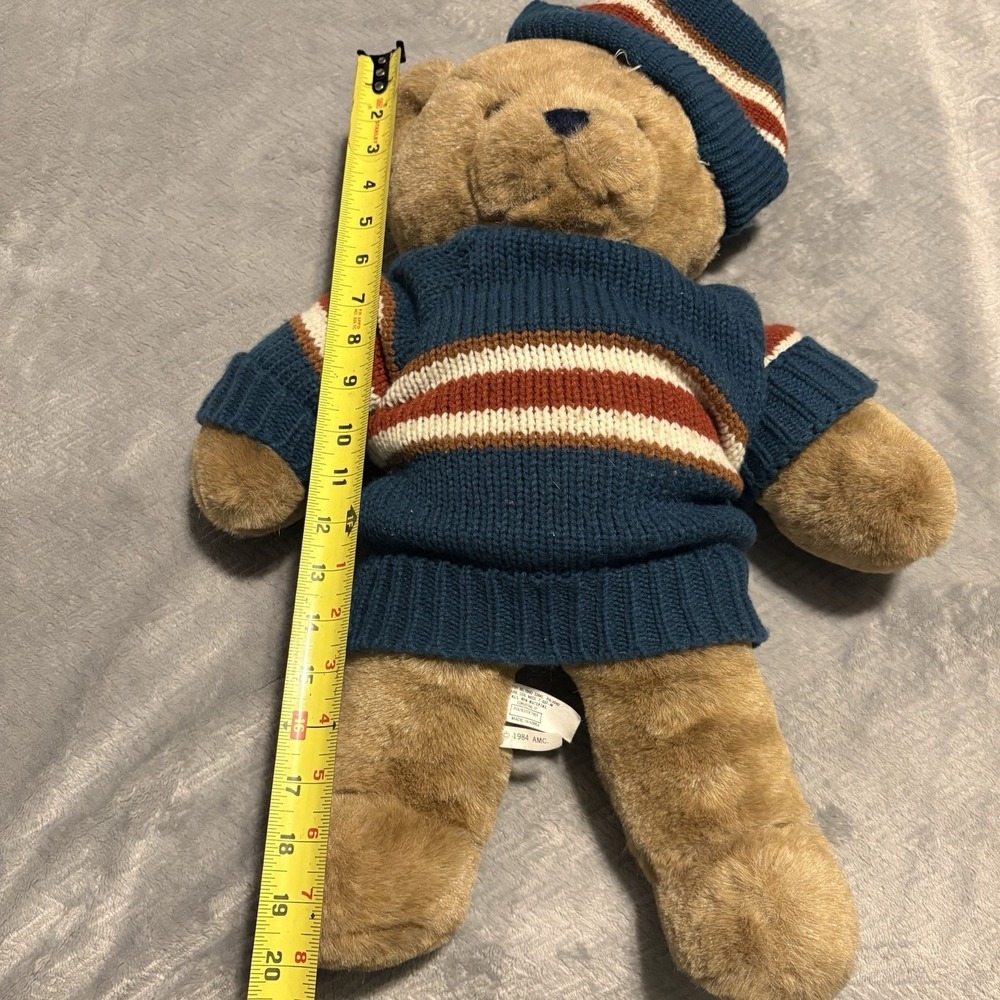 Vintage 1984 CHOSUN INTERNATIONAL Teddy Bear Plush with Blue Sweater and Hat - Picture 15 of 16